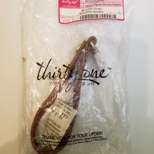 New Thirty One Wristlet Strap in Cognac Woods